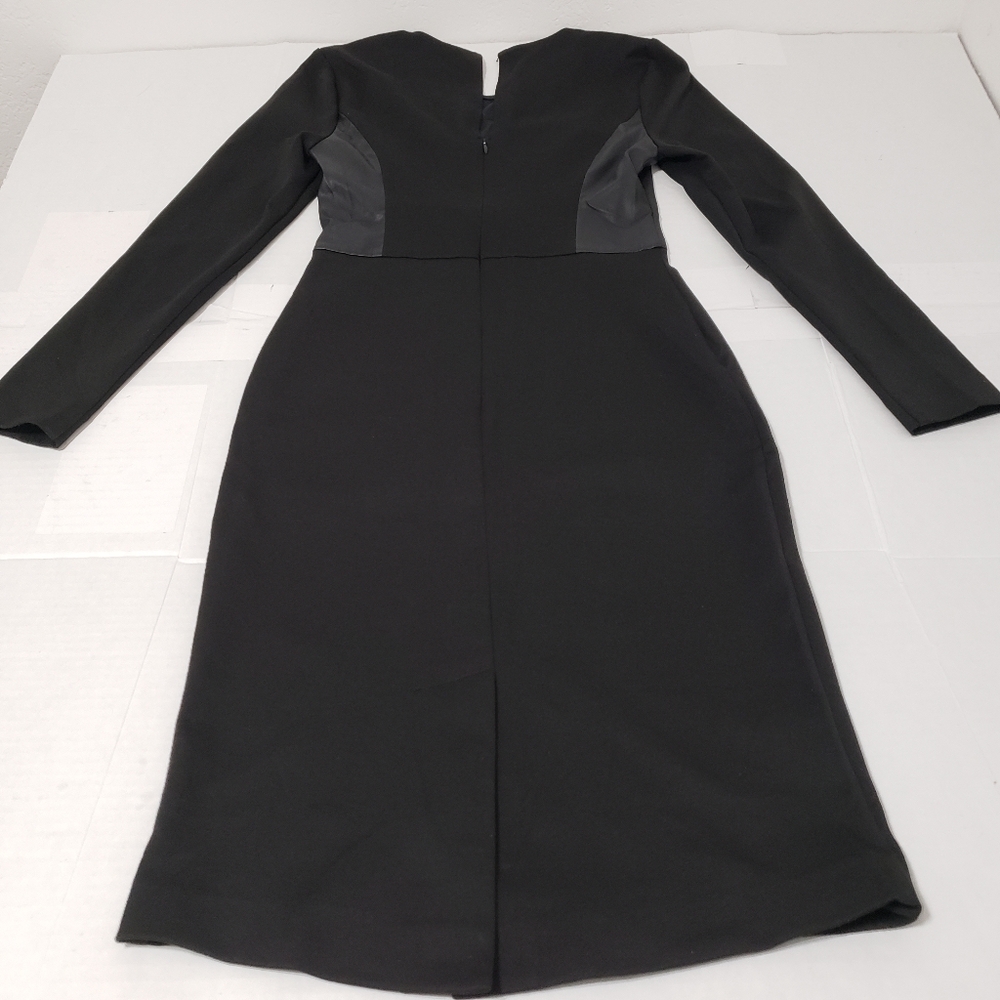 BCBGMaxAzria long-sleeved Midi dress Women's xs Black polyester faux leather
